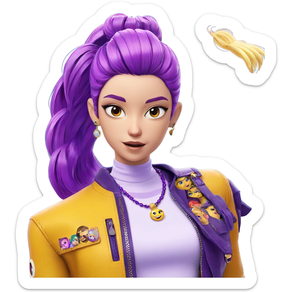 girl with purple hair jewelry sticker