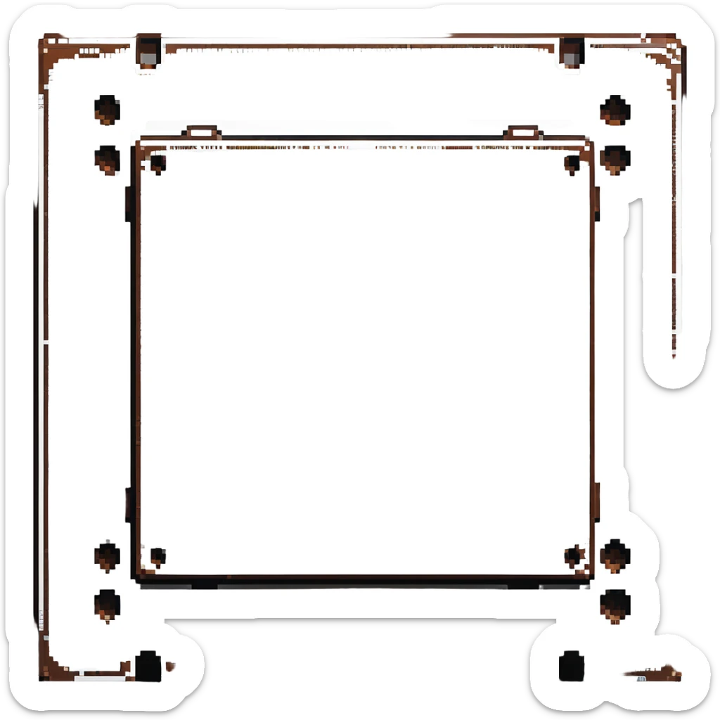 Industrial metal wall block, color #334155 with metallic highlights, metal plate texture with 4 rivets/bolts in corners, slight metallic sheen, solid and indestructible appearance, 32x32 pixels sticker