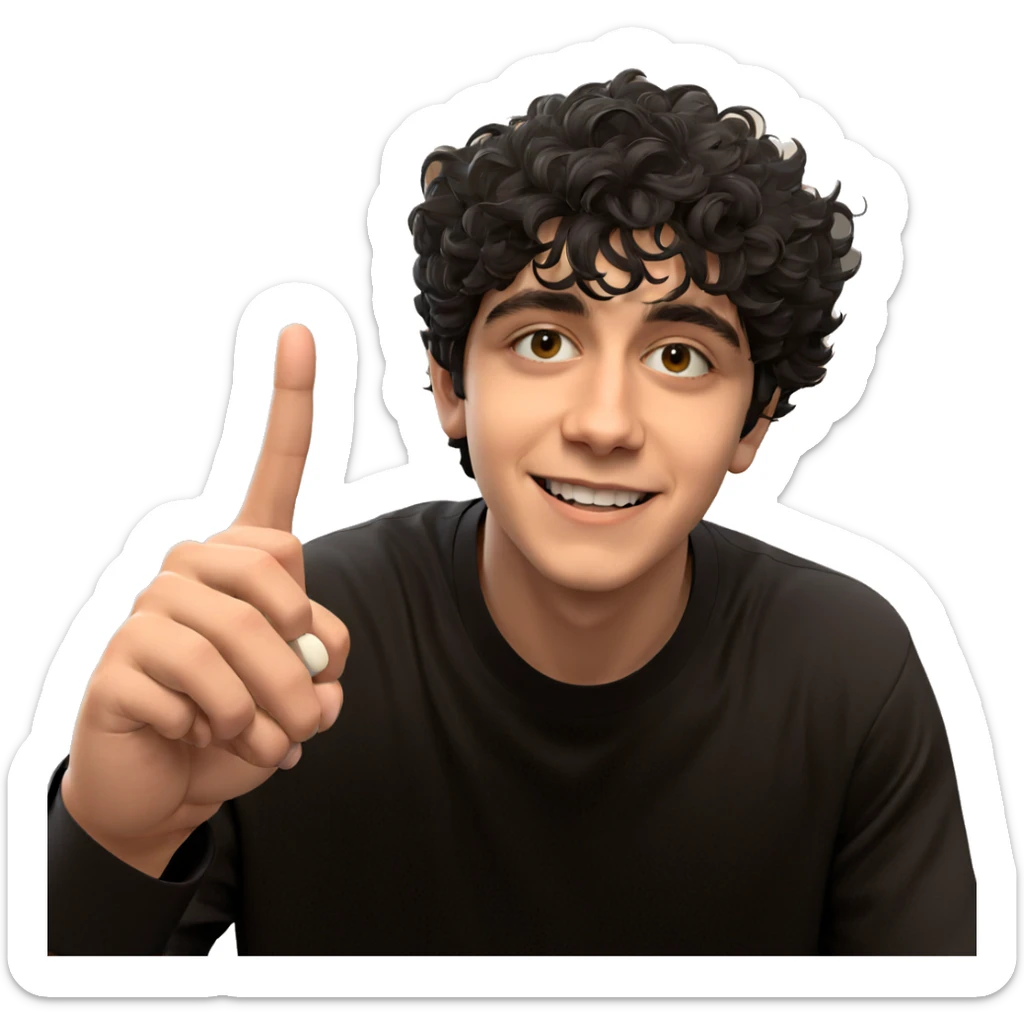 smiling boy in black shirt sticker