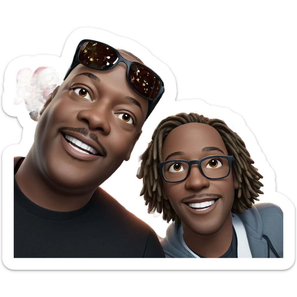 smiling boys by the christmas tree sticker