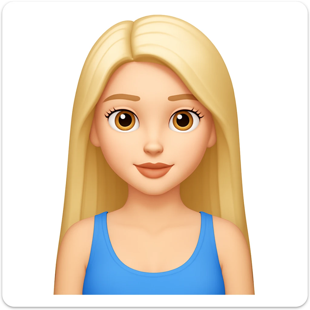 Make her hair much longer in the style of emoji (apple style emojis). Keep the emoji style look consistent. sticker