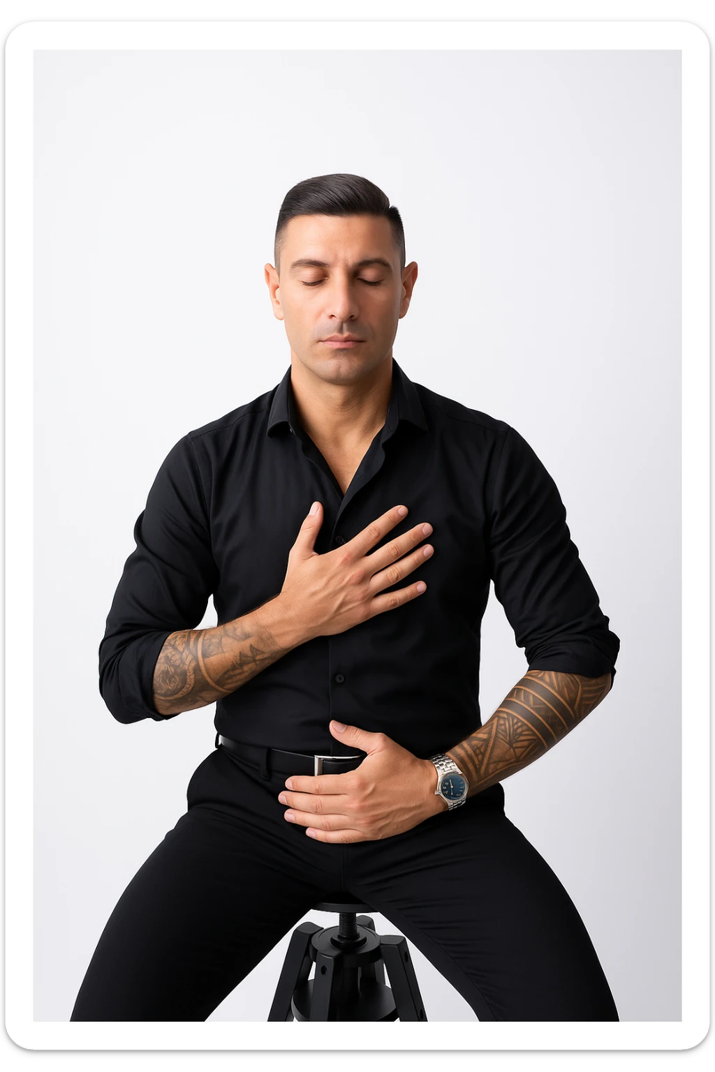 Uomo che applica la respirazione per calmare il suo sistema nervoso sticker