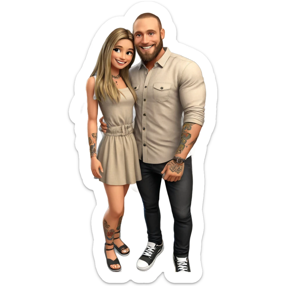 smiling couple with tattoos sticker