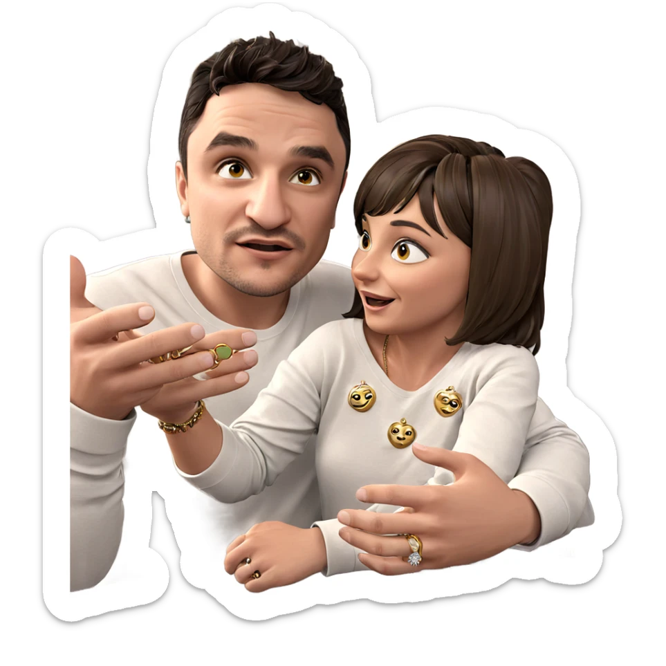 jewelry love between two sticker