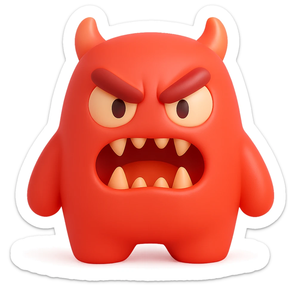 red-hot, angry, scary monster face sticker