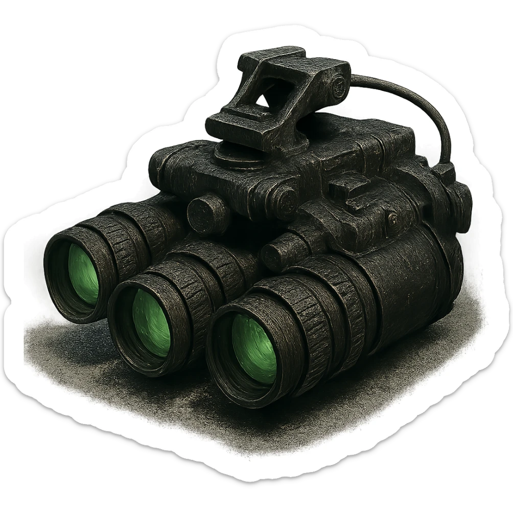 night vision goggles in a gritty, realistic style sticker