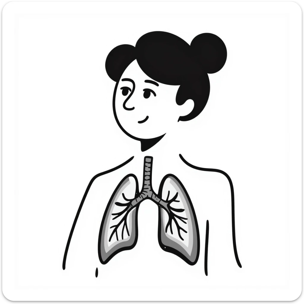 A close up of a woman showing the image of her lungs through her body sticker