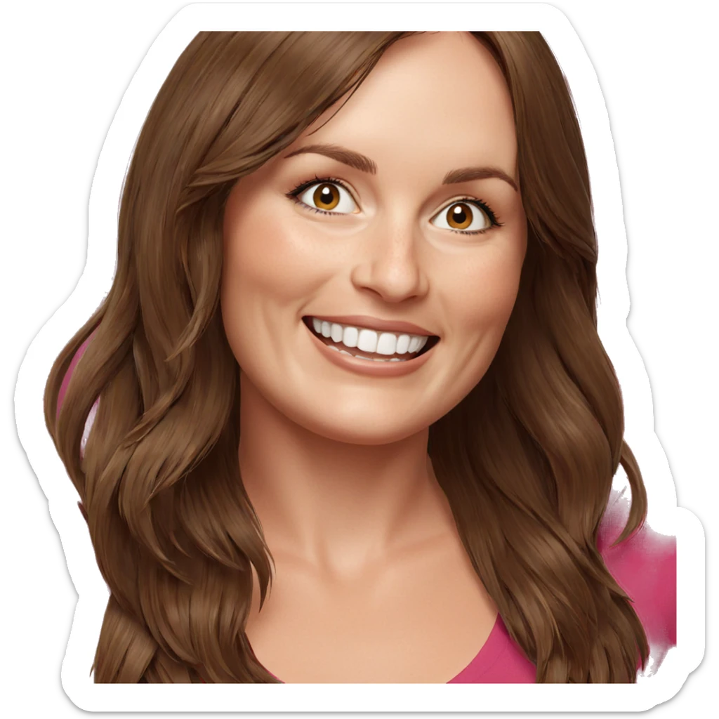 happy girl with brown hair sticker