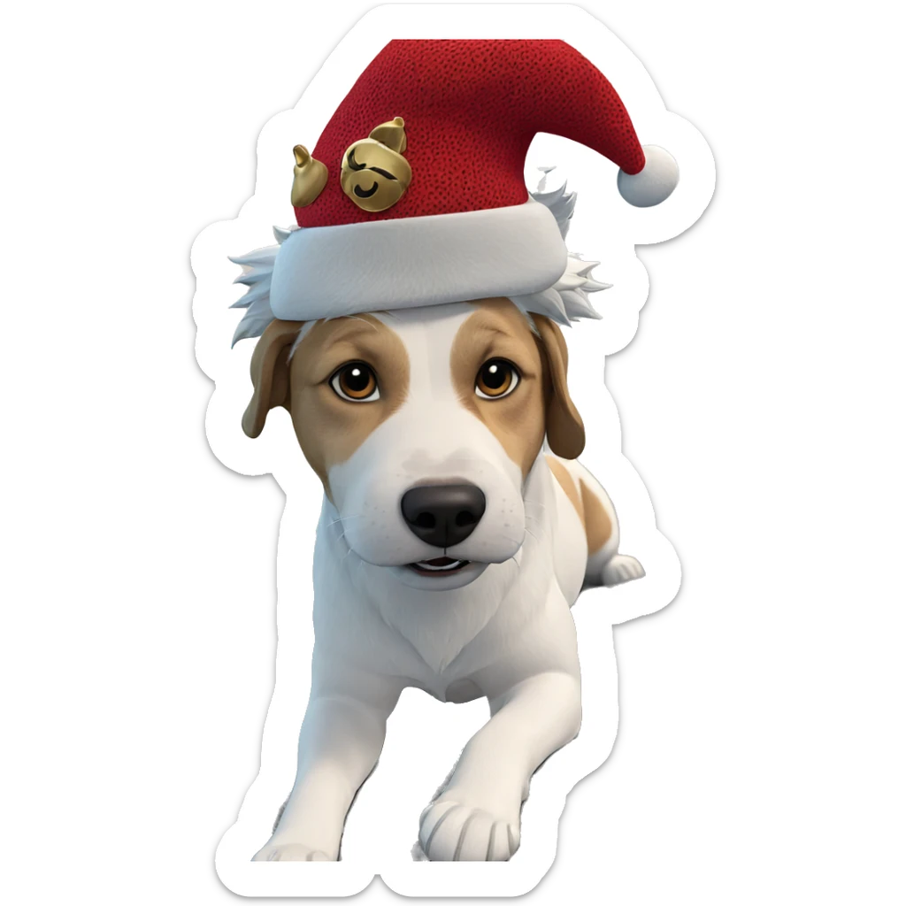 dog in santa hat indoors sticker