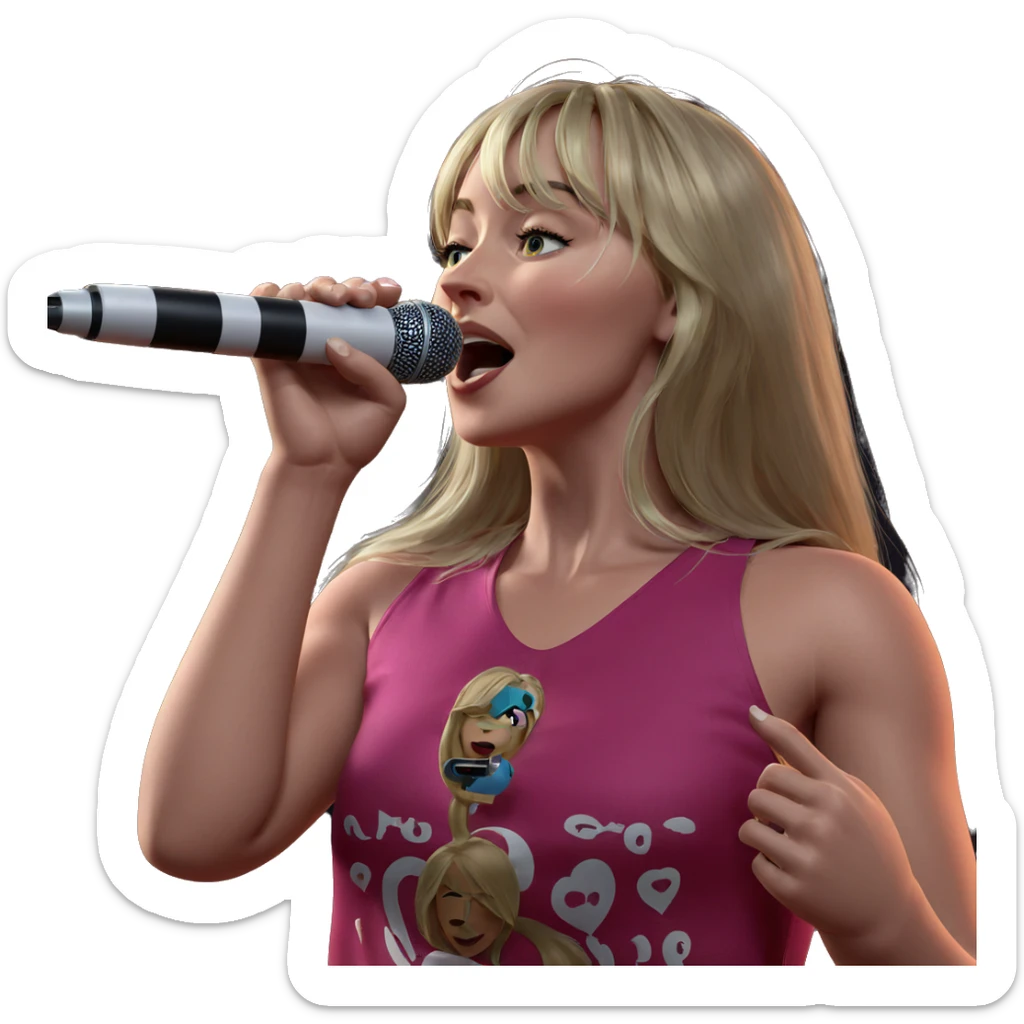 blonde girl singing with microphone sticker