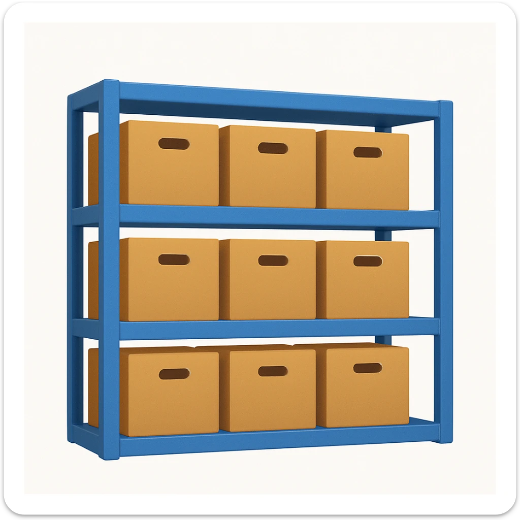 emoji of storage with boxes on shelves from a different angle sticker