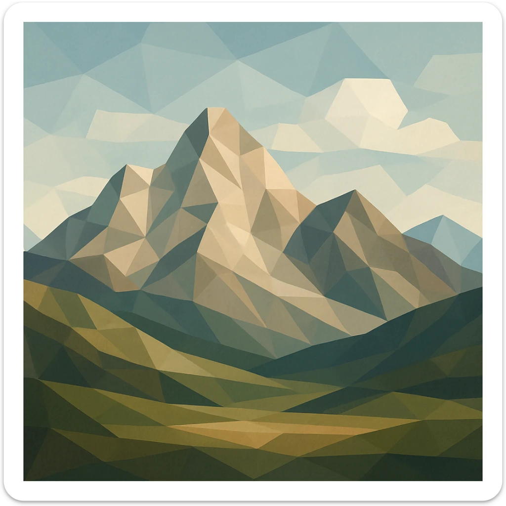 illustration of a mountain landscape made of geometric shapes in polygonal style sticker