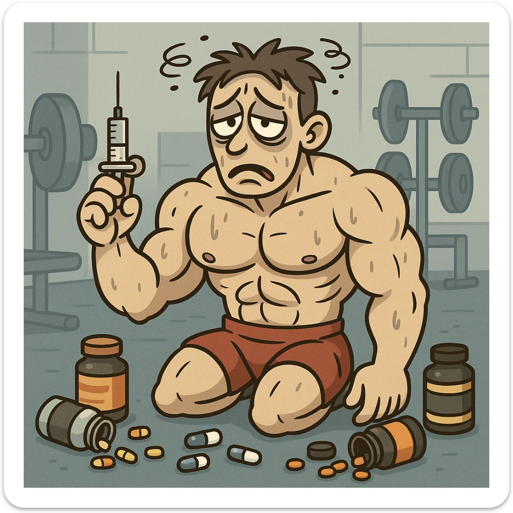  bodybuilder che fa dosaggi a caso, e quindi sta male sticker
