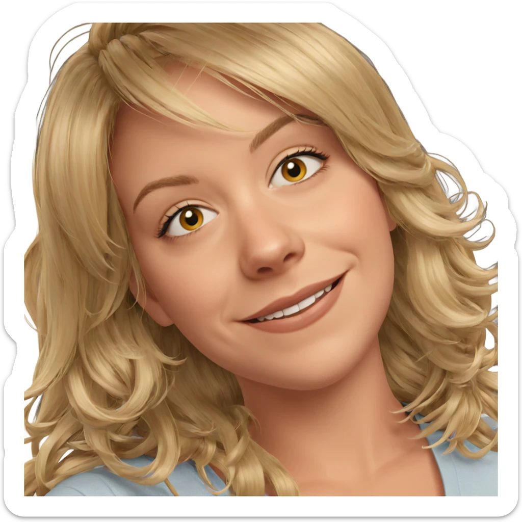 smiling girl with blonde hair sticker