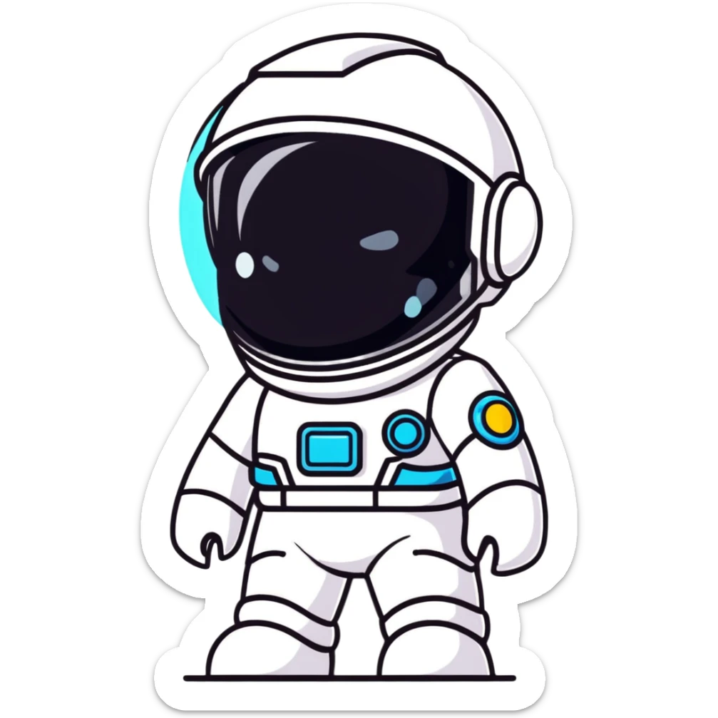 cartoon sticker of a little astroneer in a white suit and helmet, crying hard with big tears sticker