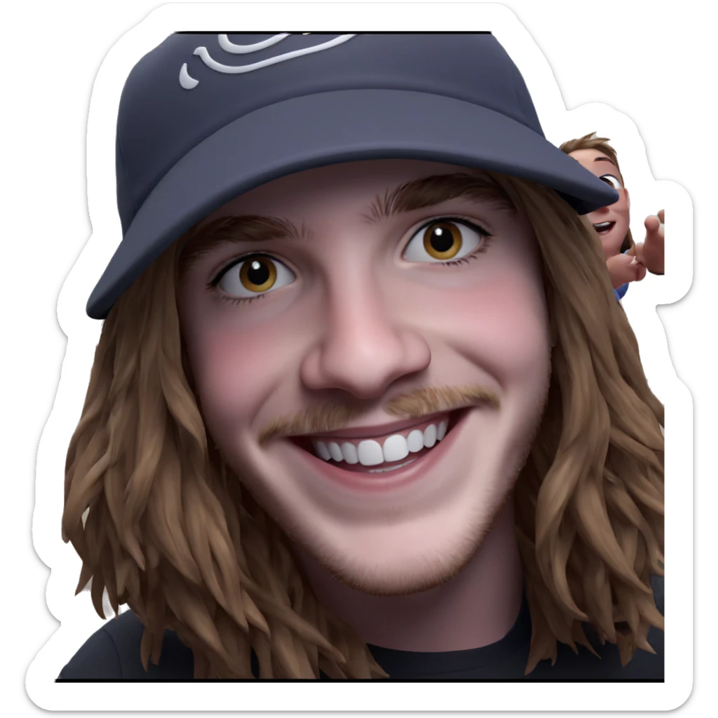 smiling boy in a hat sticker