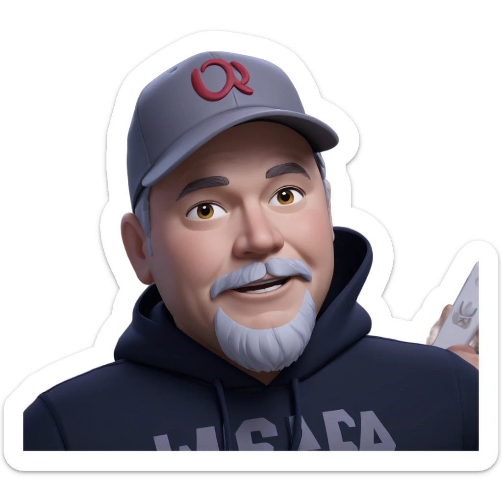 bearded boy in baseball cap sticker