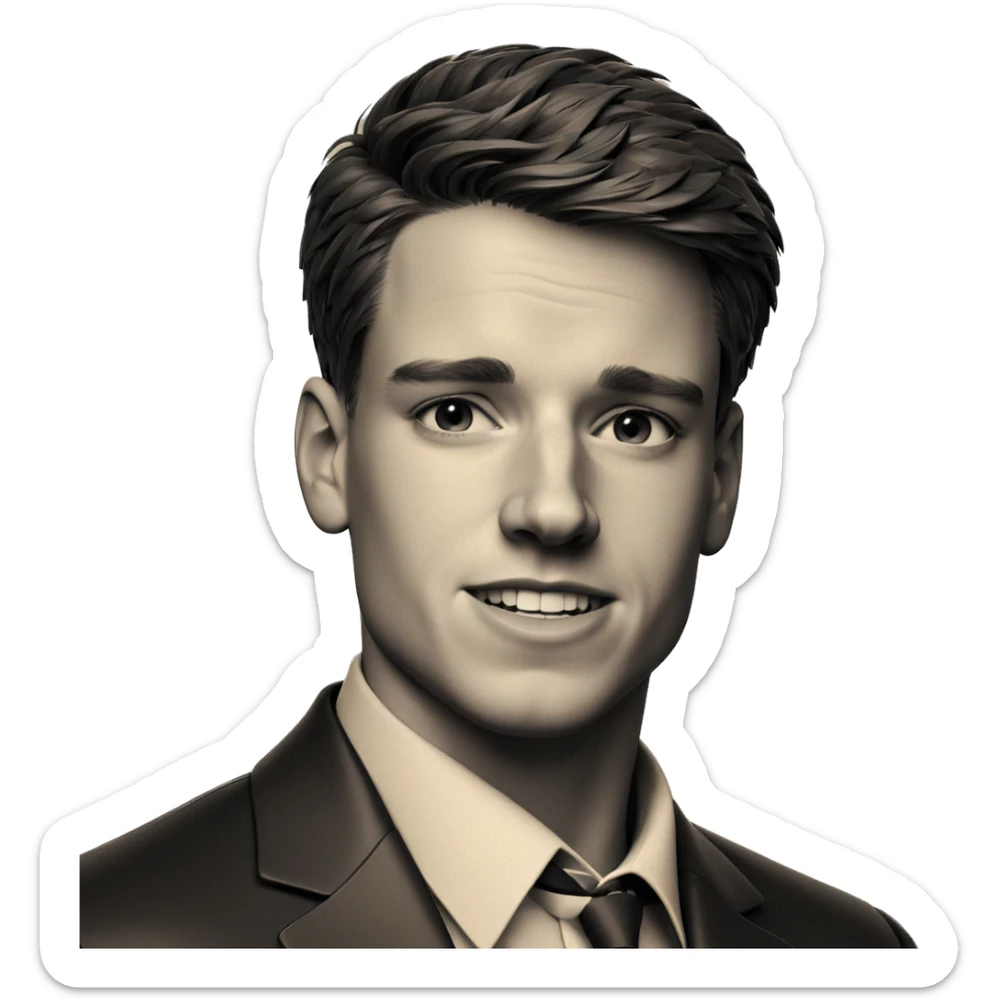 monochrome portrait of a boy sticker