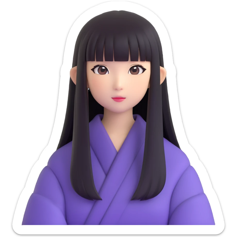 Japanese girl with straight bangs and long straight hair sticker