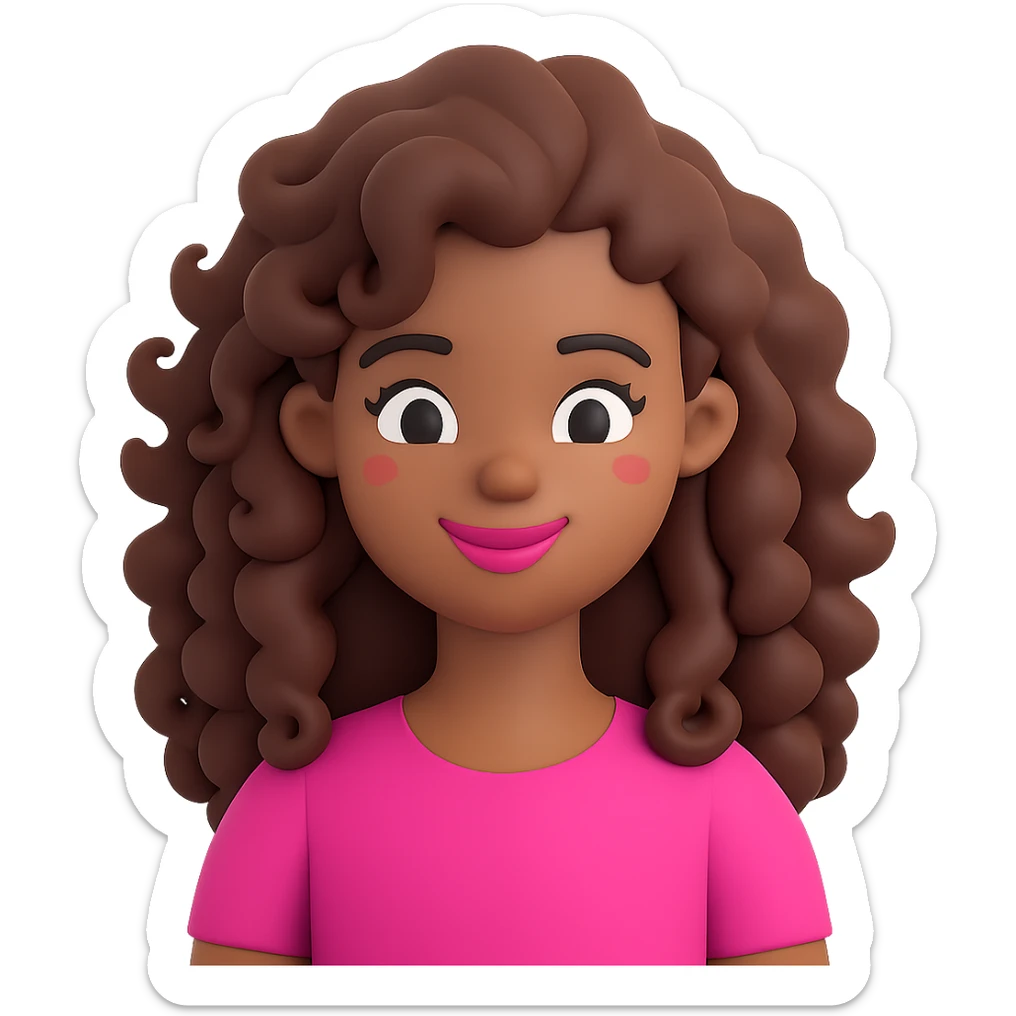 Add a pink top to the character, keeping the 3D emoji style look. Remove the background so the subject is isolated. The style should resemble Microsoft style 3D fluent emojis. sticker