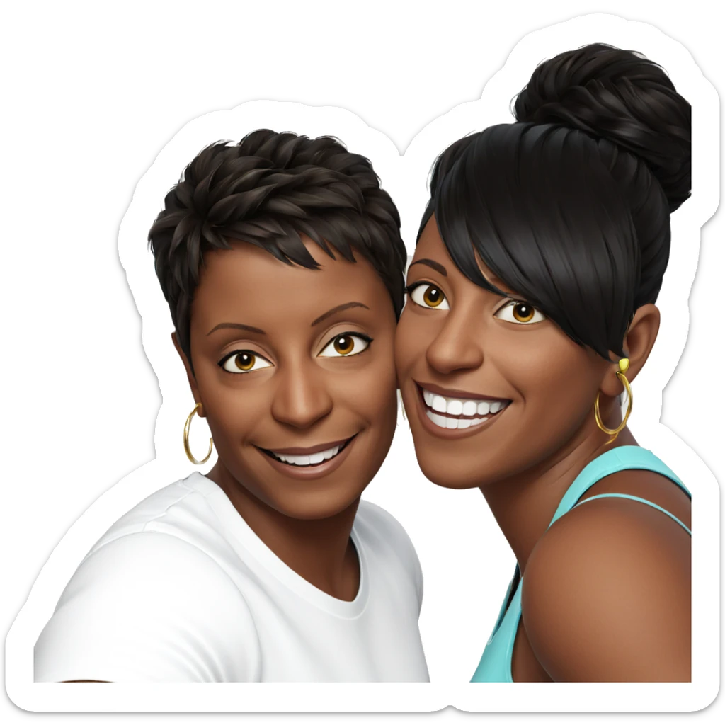 smiling couple with hoop earrings sticker