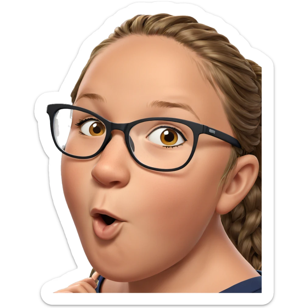 brown haired girl with glasses sticker