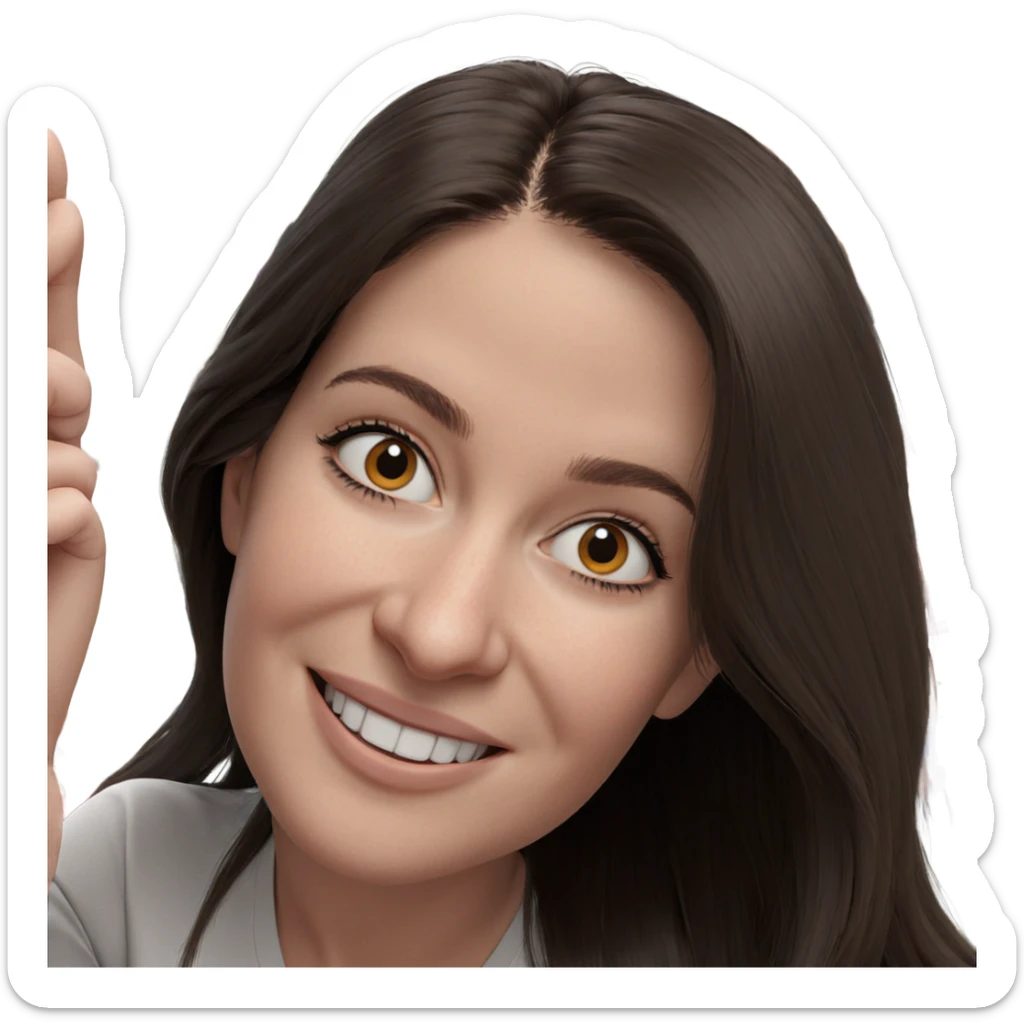 smiling girl with long hair sticker