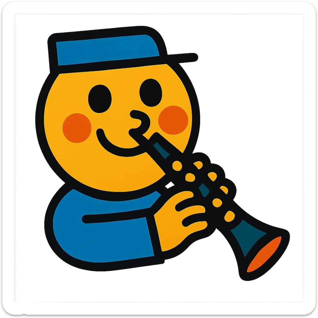 smiling face with clarinet sticker