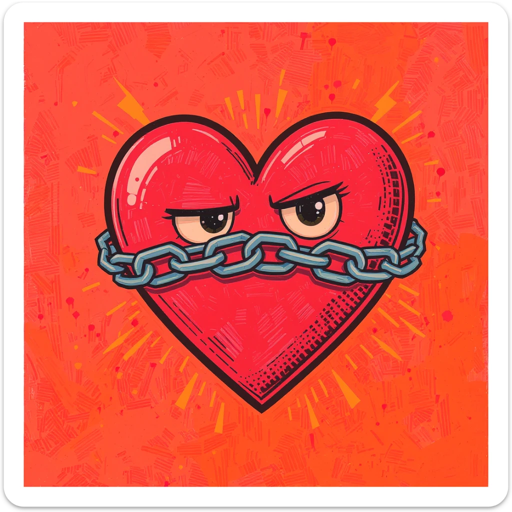 emo heart with a chain sticker