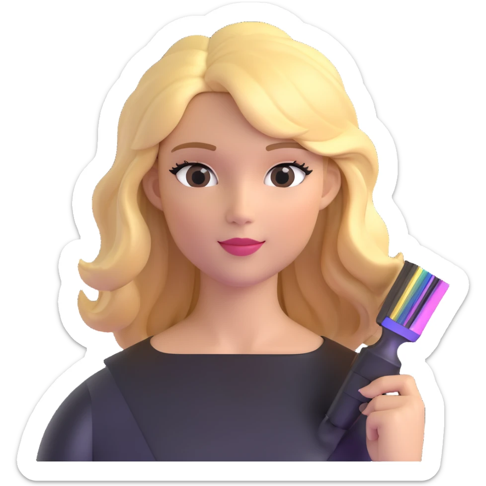 female at the hairdresser with foils and highlights in her blonde hair sticker