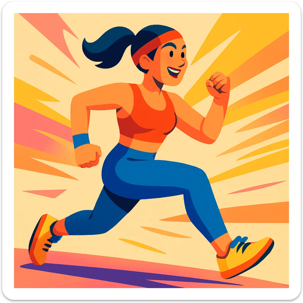 sporty woman, energetic, in athletic wear, modern illustration style, vibrant colors, dynamic lighting sticker