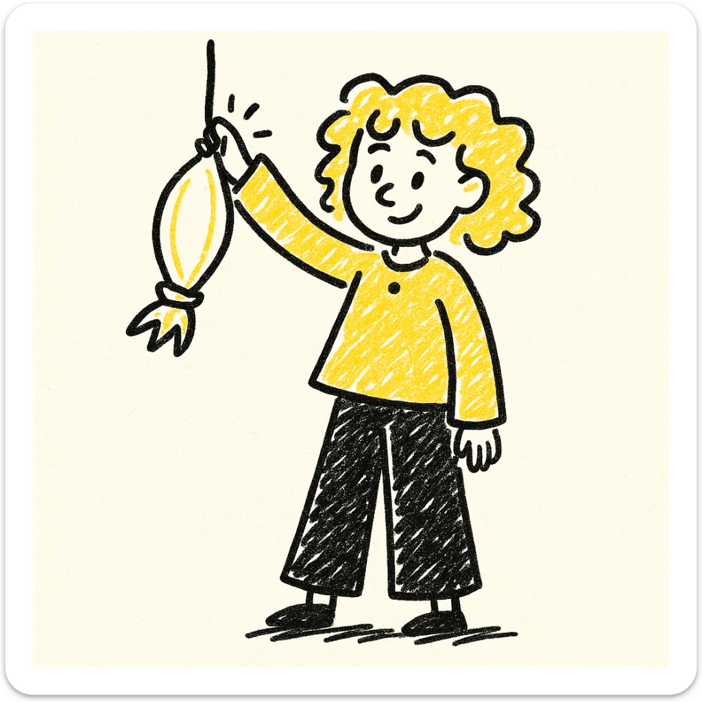 Change the hair to wavy blonde in a doodle style illustration. The style should resemble hand drawn doodles with a playful and sketchy look. sticker