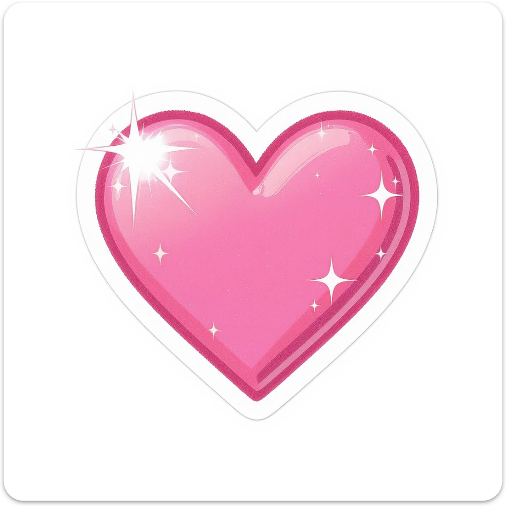 pink heart emoji with sparkles sticker