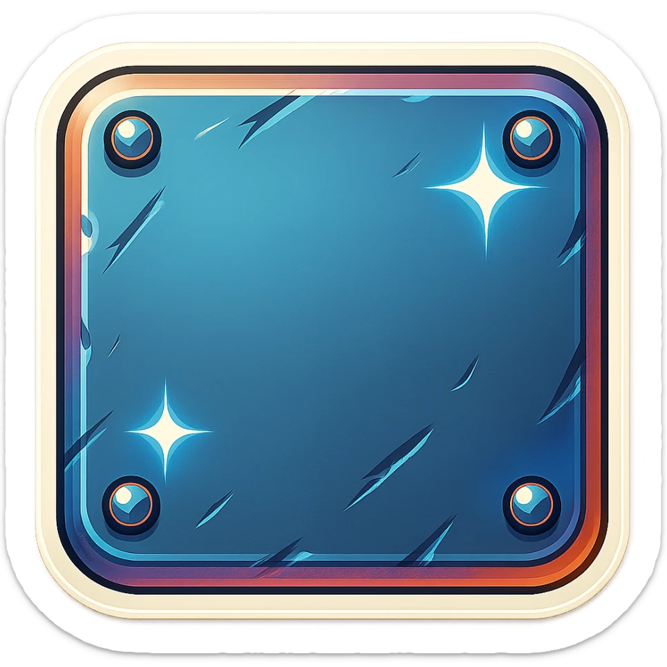 Add metallic rivets to the outside edges of the metal slab in a retro sticker style. Keep the background transparent. sticker