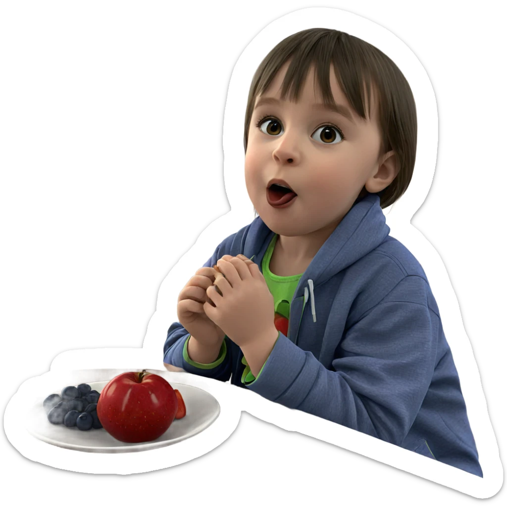 girl enjoying fruit indoors sticker