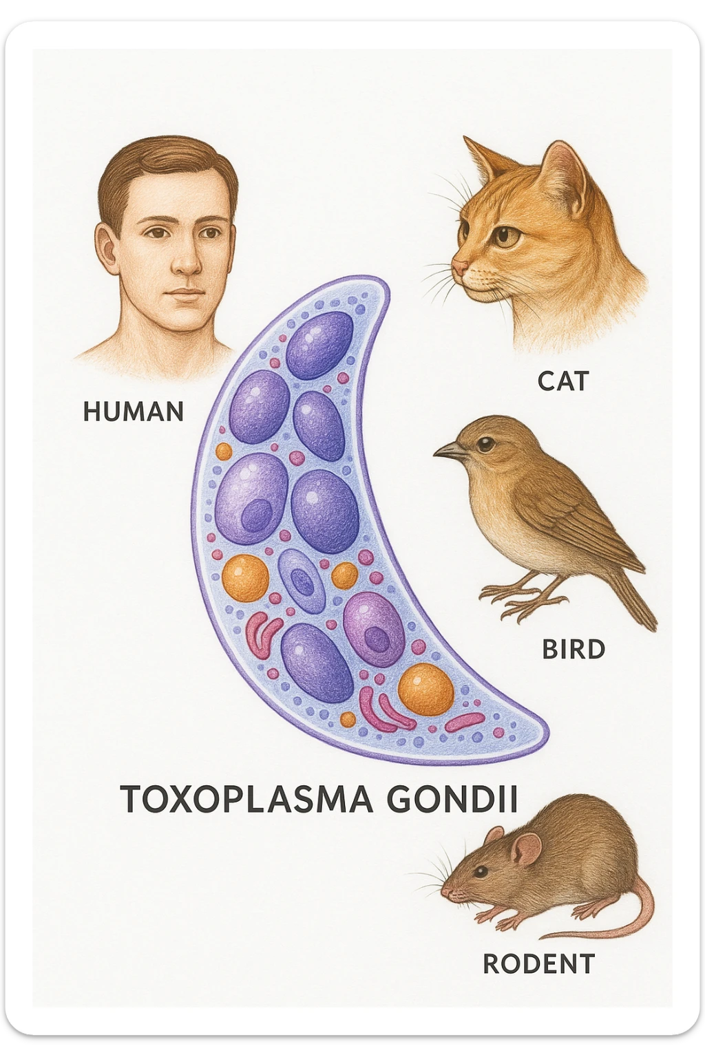 Toxoplasma gondii, che infetta tutti gli animali a sangue caldo, compreso l'essere umano sticker