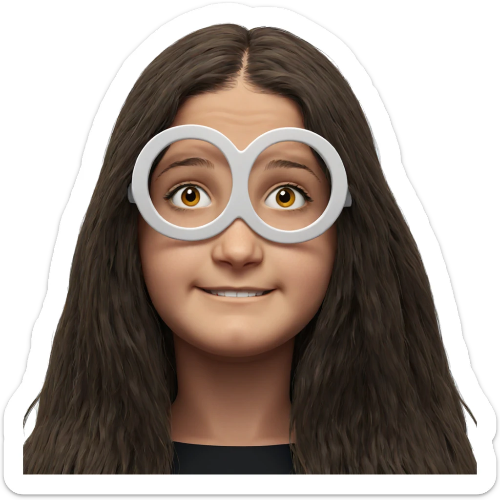 smiling girl with long hair sticker