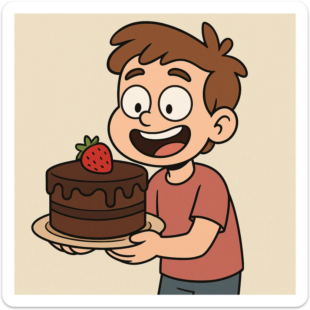 The chocolate strawberry cake a boy  sticker