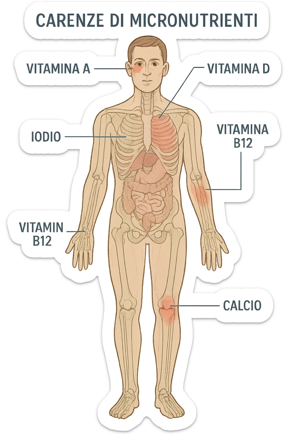 corpo umano in carenza di micronutrienti in italiano sticker