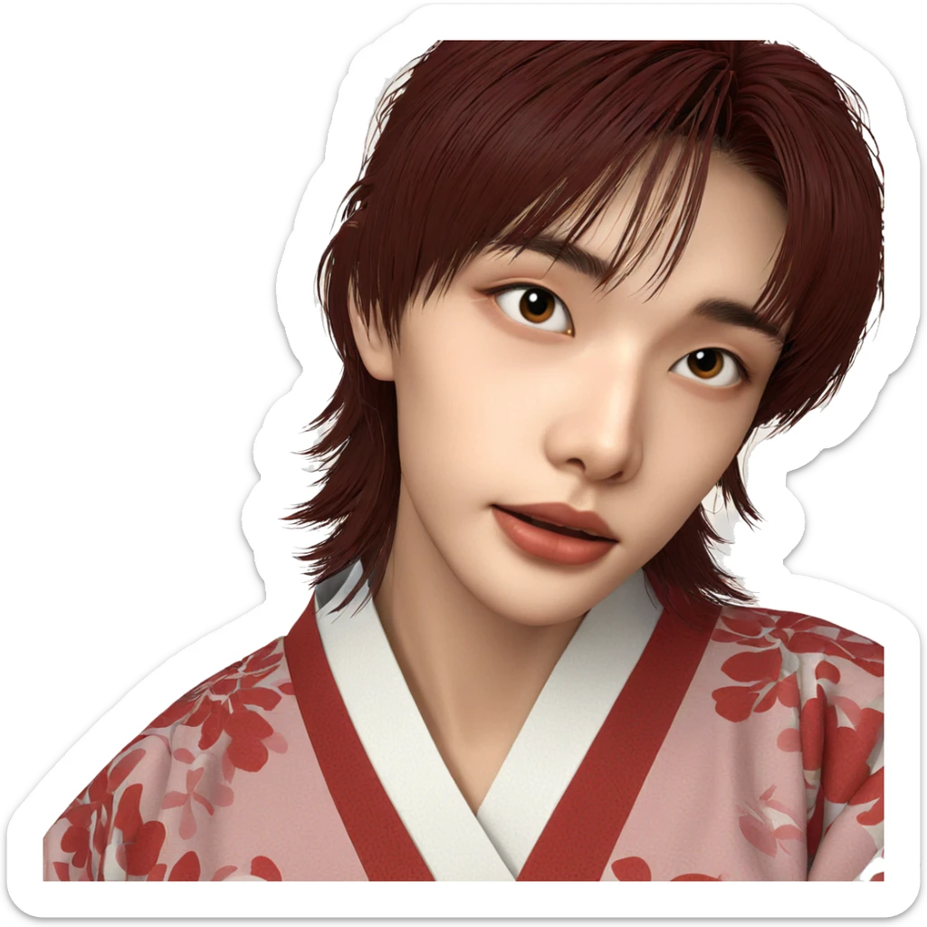 japanese girl in kimono portrait sticker
