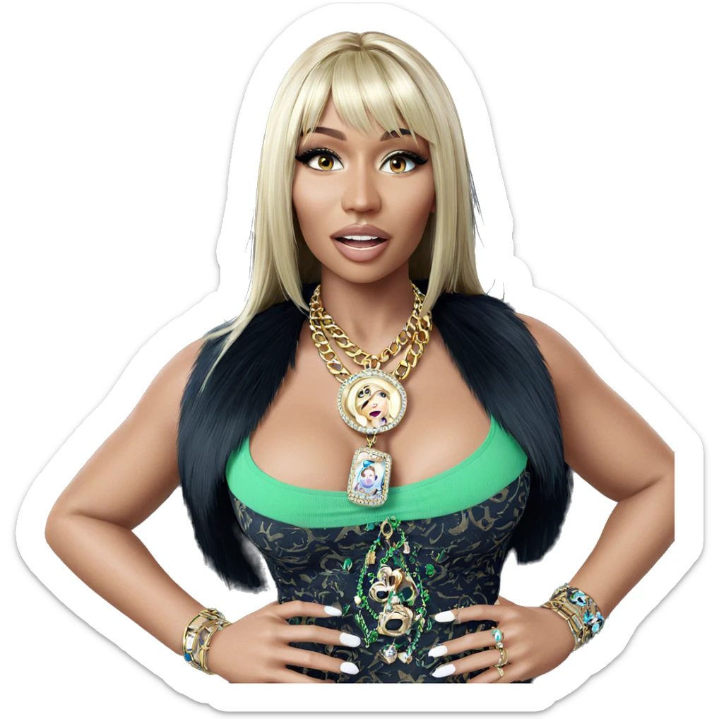 blonde girl with jewelry sticker