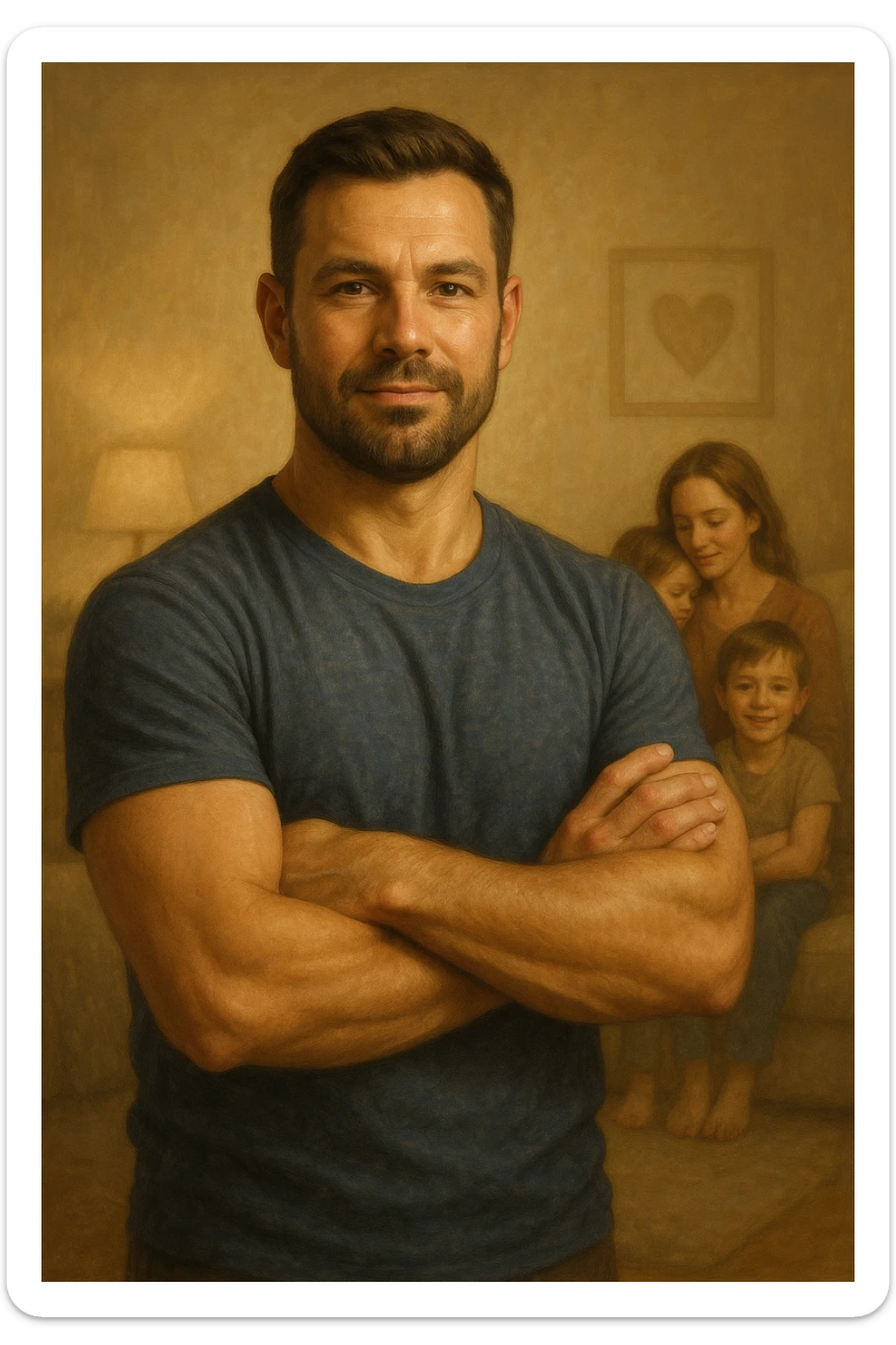 UOMO A BRACCIA CONSERTE CHE TRASMETTE PROTEZIONE PER LA SUA FAMIGLIA sticker