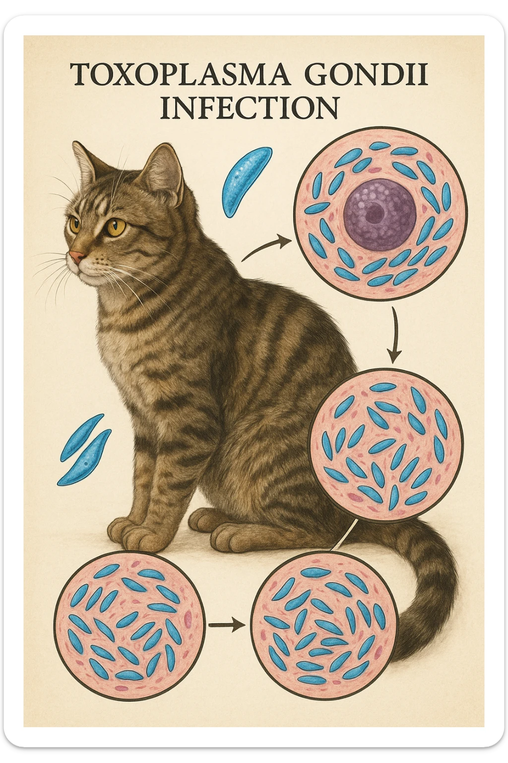 Toxoplasma gondii, infetta gatto in italiano sticker