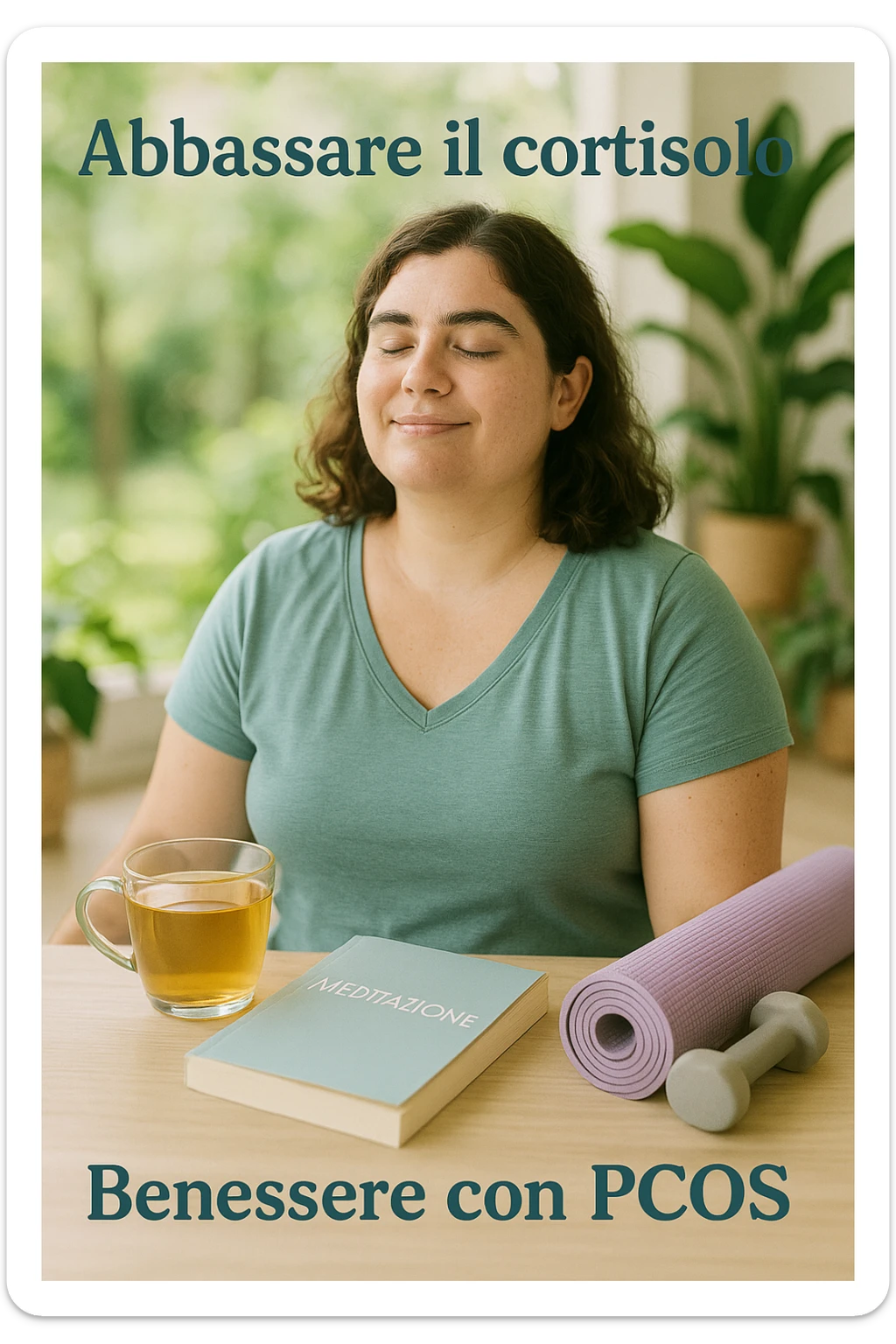 Donna con pcos che abbassa il suo cortisolo immagine realistiche in italiano sticker