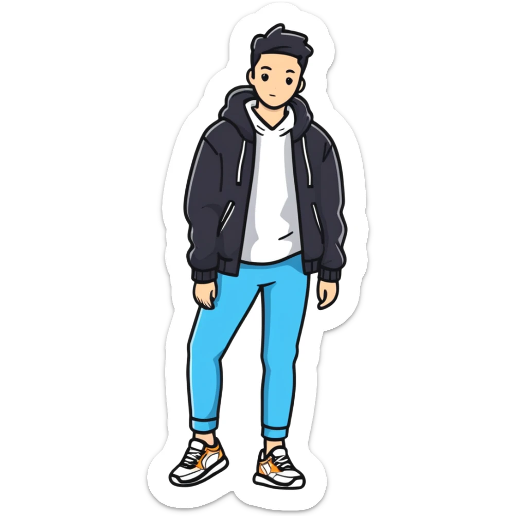 Full body person wearing casual outfit with sneakers sticker