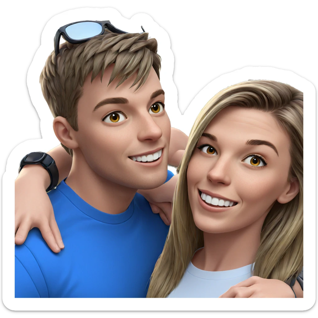 smiling girl and boy outdoors sticker