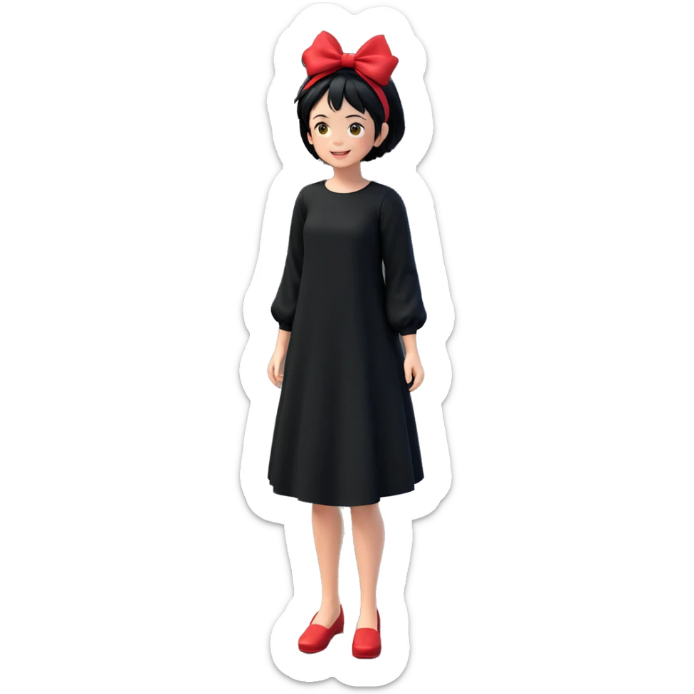 kiki smiling in black dress sticker