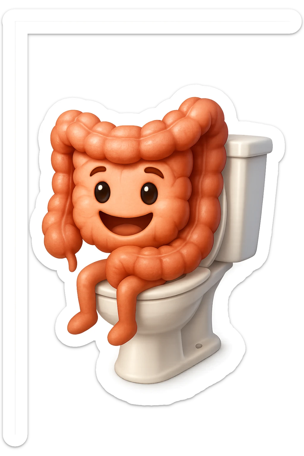 EMOJI STILE IPHONE 3D DI intestino felice seduto sul wc  FALLO MOLTO REALISTICO IN 3D sticker