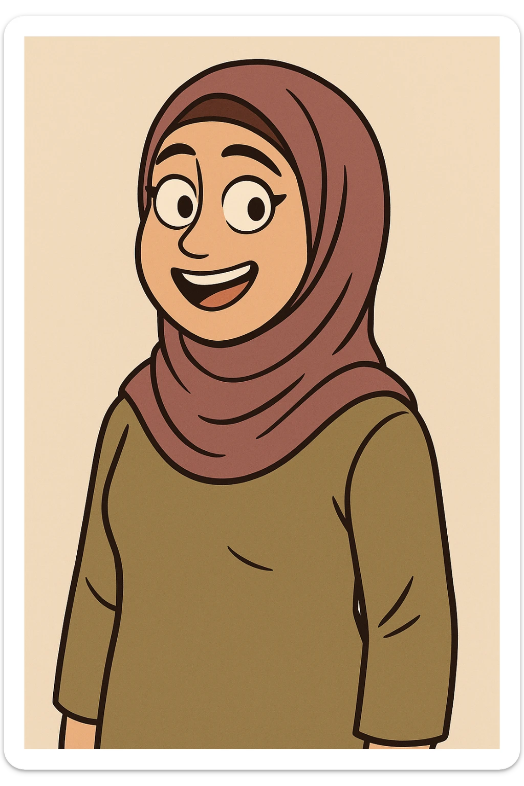 a woman wearing a hijab, simple and friendly, modern illustration style sticker