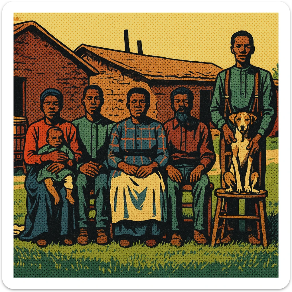 A black homestead family picture like the one here  sticker